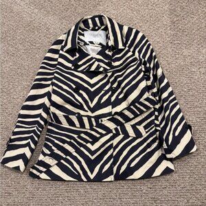 Coach Black and White Zebra Print Trench Coat
